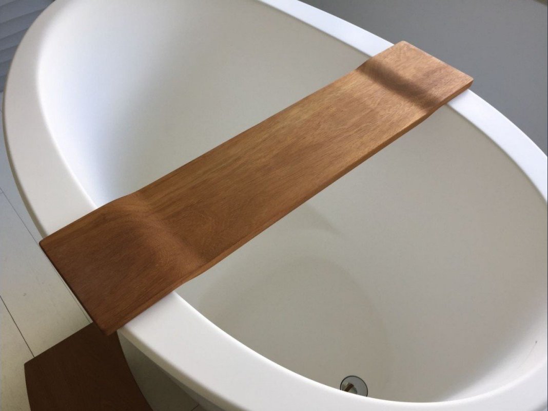 Aquatica Tidal Waterproof Iroko Wood Bathtub Tray 40 1